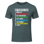 My Perfect Day Video Games Funny Cool Gamer in Dark Heather - front view