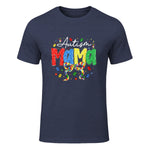 Proud Autism Mama Mom Awareness Gifts for Moms in Heather Navy - front view