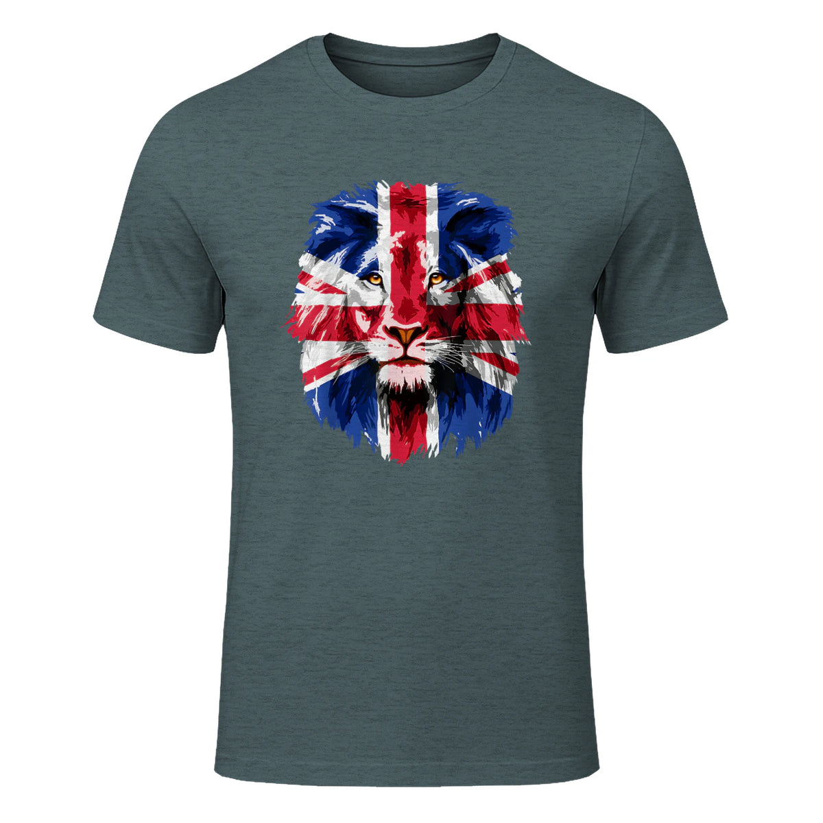 Union Jack UK Flag Lion Face Great Britain Union Jack Flag in Dark Heather - front view