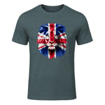 Union Jack UK Flag Lion Face Great Britain Union Jack Flag in Dark Heather - front view
