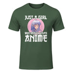 Manga & Anime Outfits for Women & Girls Anime Girl Merch Otaku Gift Just A Girl Who Loves Anime in Military Green - front view