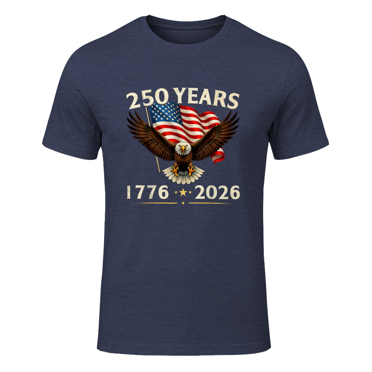 Patriotic Eagle Independence Anniversary T-Shirt in Heather Navy - front view