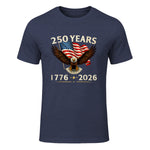 Patriotic Eagle Independence Anniversary T-Shirt in Heather Navy - front view