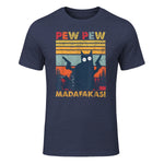 Pew Pew Madafakas Vintage verrückte Katze lustige Grafik in Heather Navy - front view