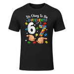 Six Seven Autism Awareness T-Shirt in Black - front view
