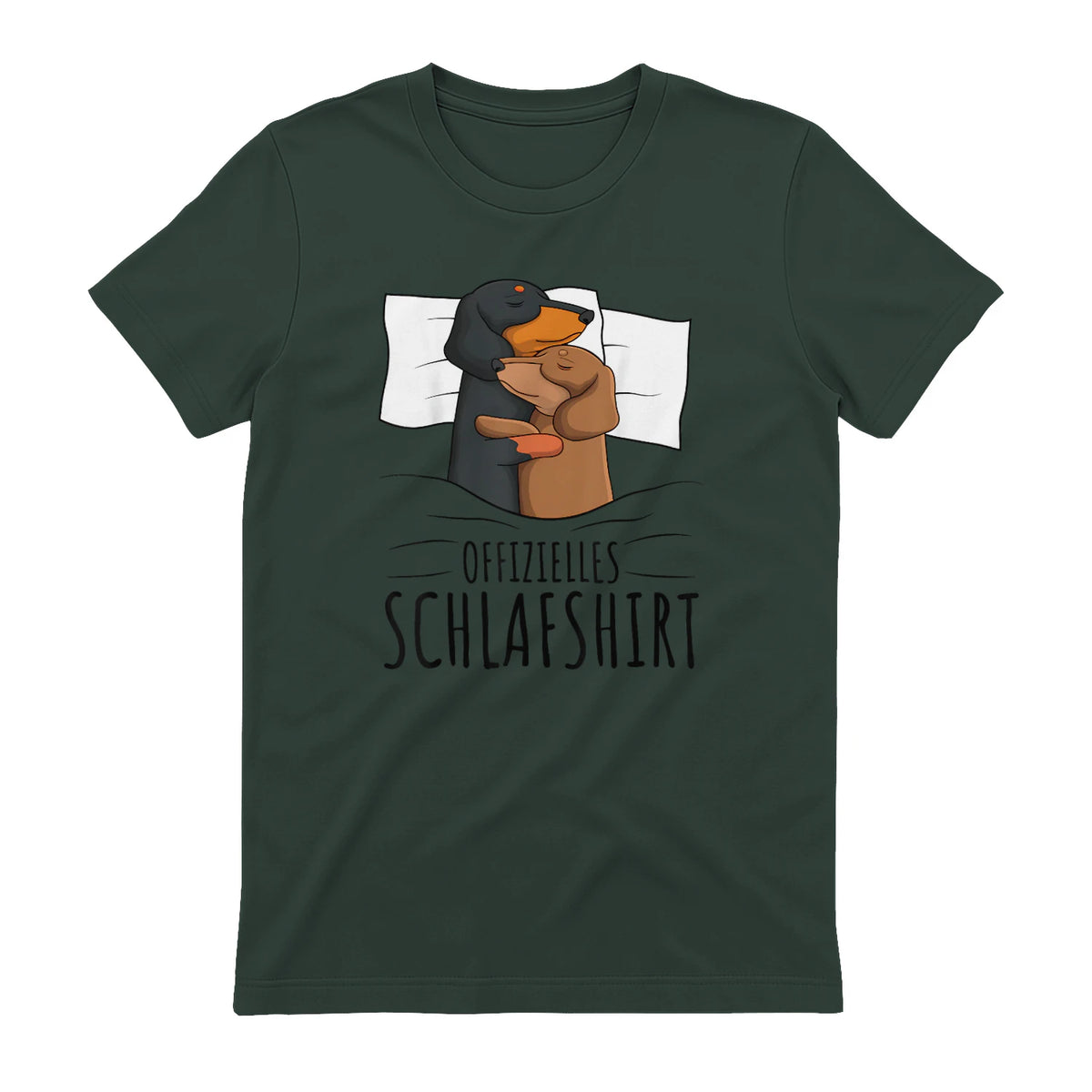 Offizielles Schlafshirt Dackel Hund Dachshund Teckel in Forest Green - back view