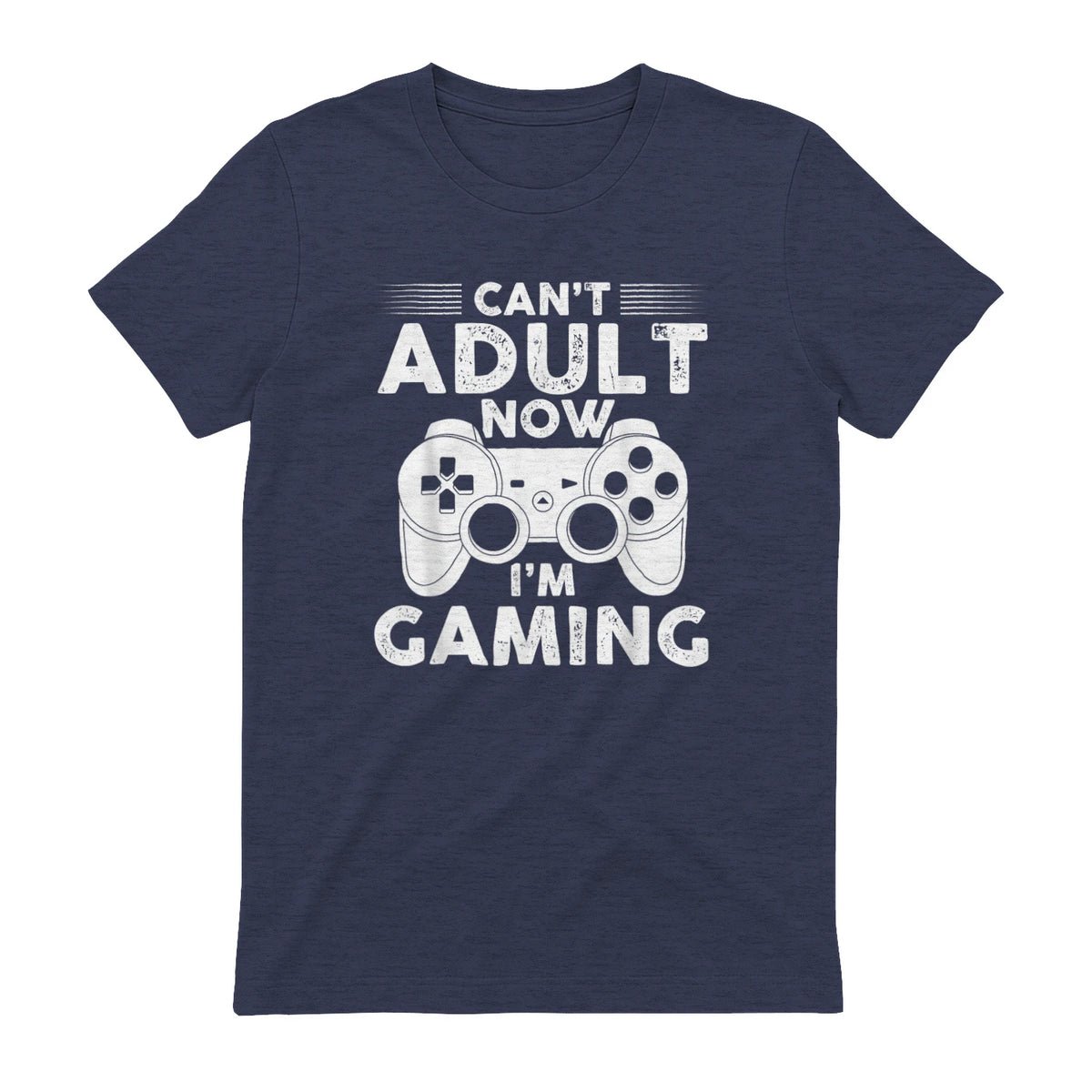 I Can't Adult Now I'm Gaming Gamer Console T-Shirt in Heather Navy - back view