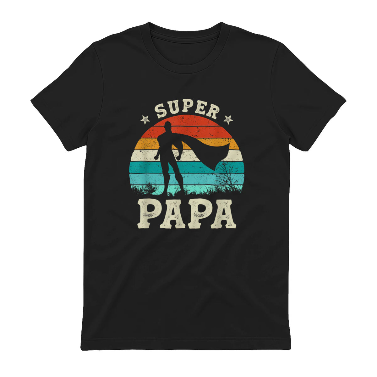 Fête des Pères Meilleur Père Humour Retro Super Papa Parfait in Black - back view
