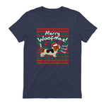 Basset Hound Chemise de Noël Merry Woofmas Père Noël Chien in Heather Navy - back view