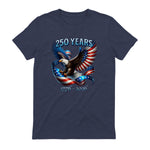 Patriotic Eagle and Flag Anniversary T-Shirt in Heather Navy - back view
