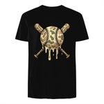 Baseball Drip Camo Baseball Bats Boys Sports Cool Game Day T-Shirt in Black - back view