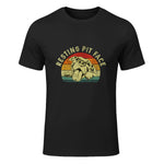 Retro Vintage Resting Pit Face Pitbull Funny Dog Lovers Gift T-Shirt in Black - front view