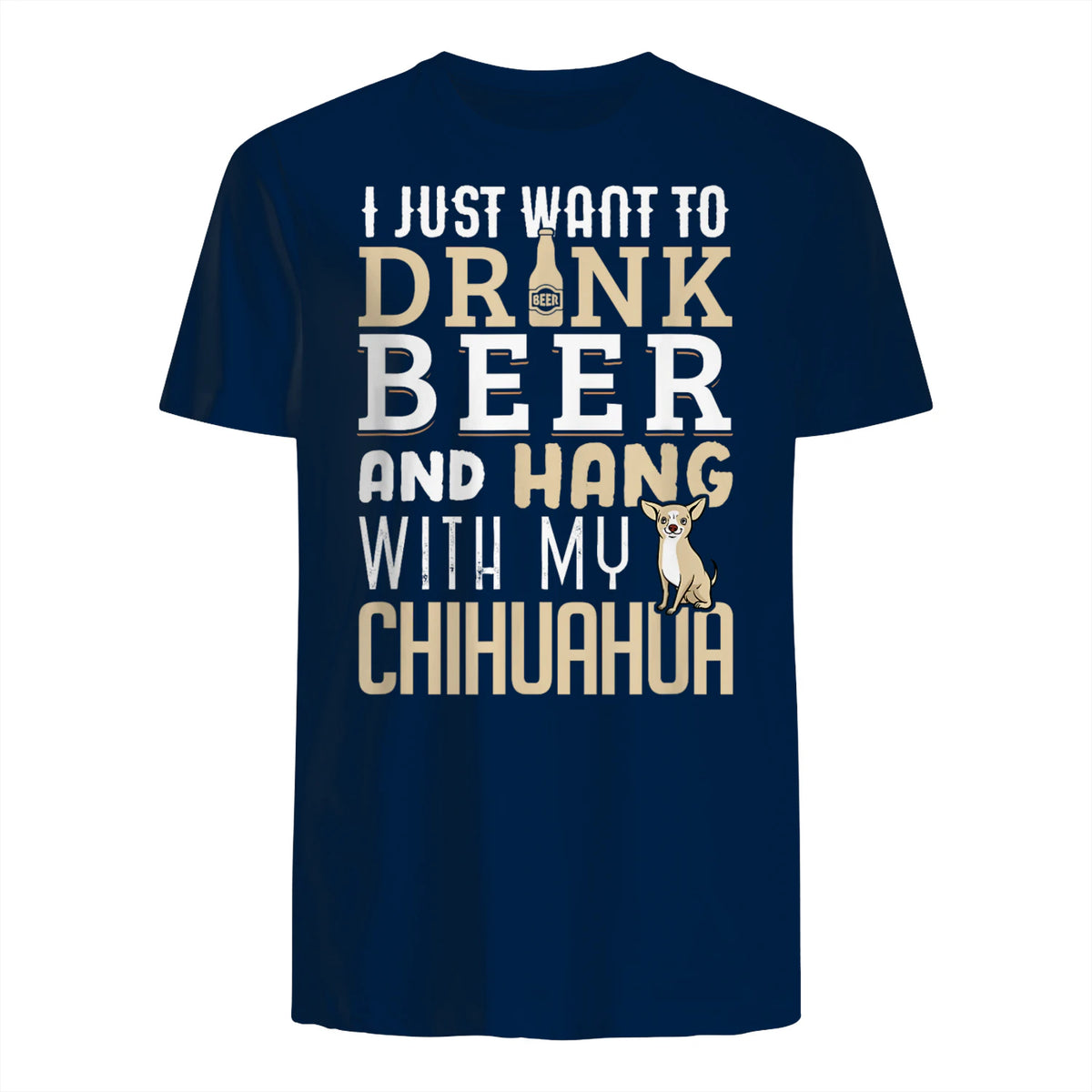 Drôle fête des pères amoureux des chiens Chihuahua Papa Shirt in Navy - back view