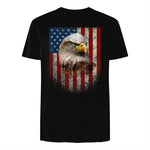 American Flag Bald Eagle Patriotic Red White Blue T-Shirt in Black - back view