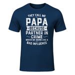 They Call Me Papa Because Partner in Crime Shirt Fathers Day in Navy - front view