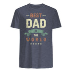 Best Dad in the World, Retro Vintage Look T-Shirt in Heather Navy - back view