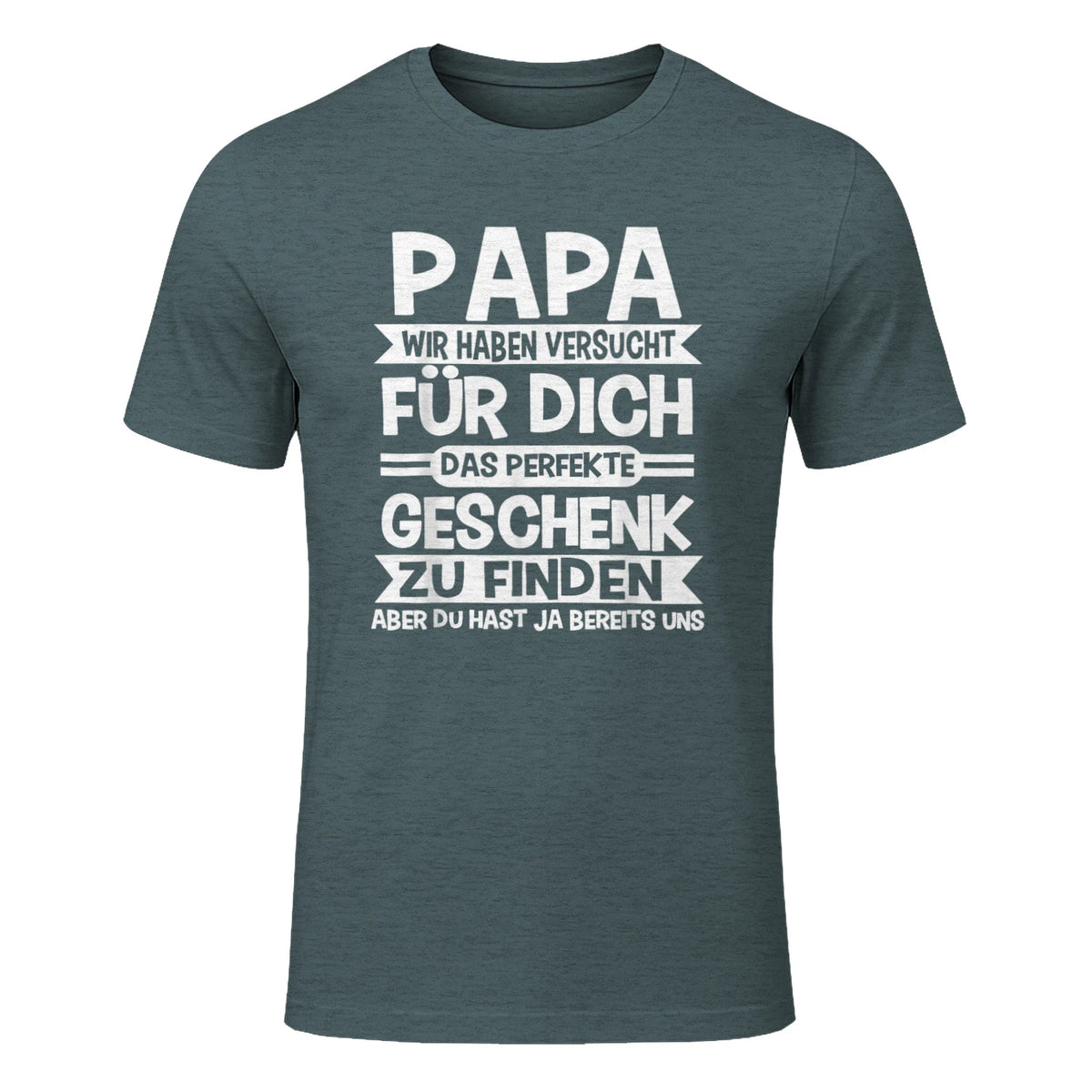 Papa und Vater Motiv, Lustiger Spruch, Herren Vatertag Halbarm in Dark Heather - front view