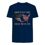 Don't Let The Old Man in Vintage American Flag T-Shirt in Navy - back view
