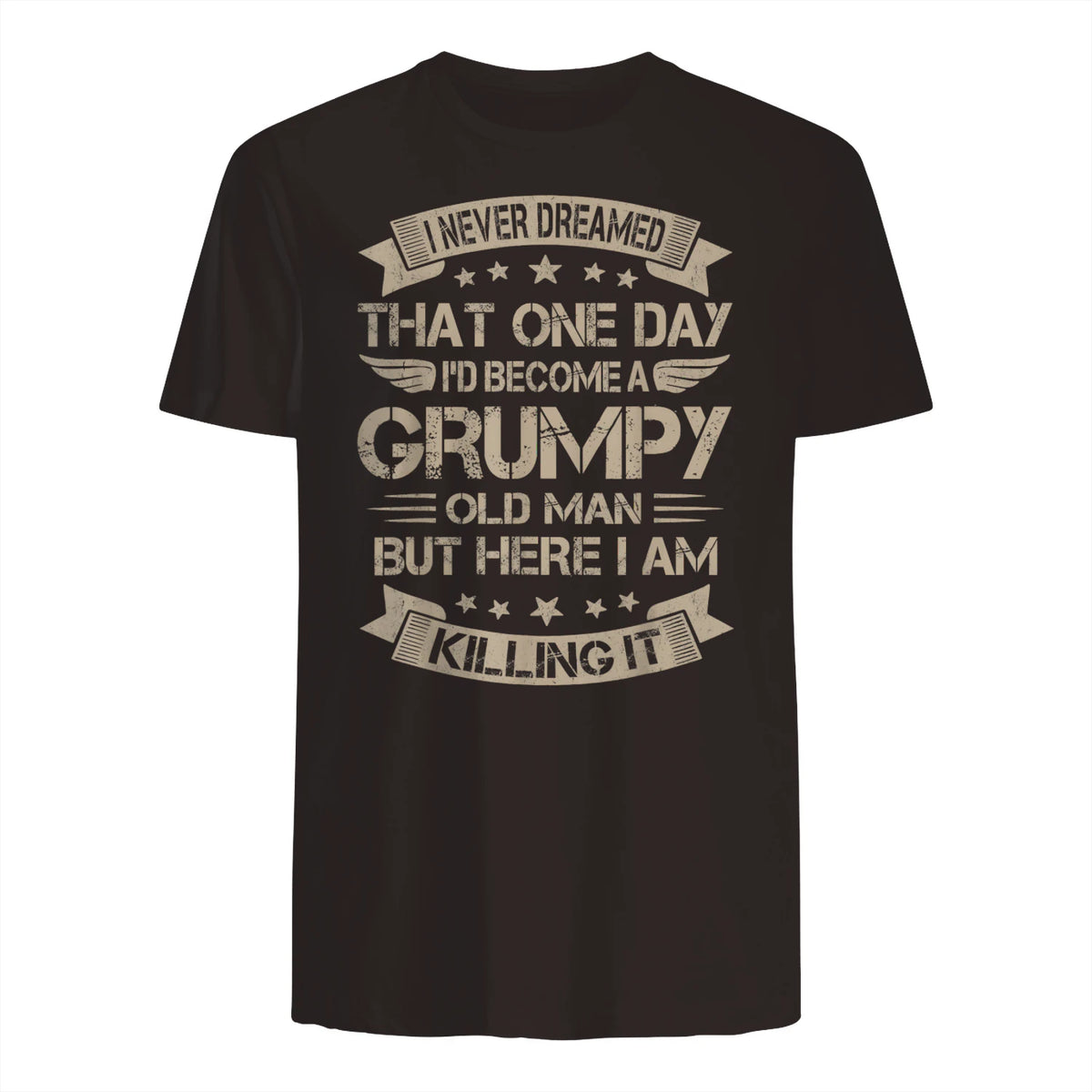 I Never Dreamed That I'd Become A Grumpy Old Man Grandpa in Dark Chocolate - back view