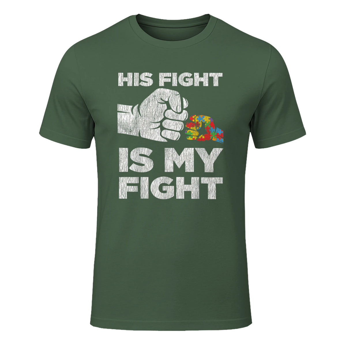Autism Awareness for Parents of Autistic Kids T-Shirt in Military Green - front view