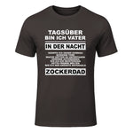 Zockerdad PC Spiele Gaming Zocken Konsole T-Shirt in Dark Chocolate - front view