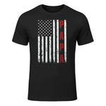 Proud Papa Flag Funny Father's Day from Grandchildren T-Shirt in Black - front view