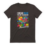 I Wear Blue for My Grandson Autism Awareness Grandma Nana in Dark Chocolate - back view