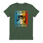 Nouveau Papa Nouvelle Naissance Annonce Gamer Humour T-Shirt in Military Green - back view