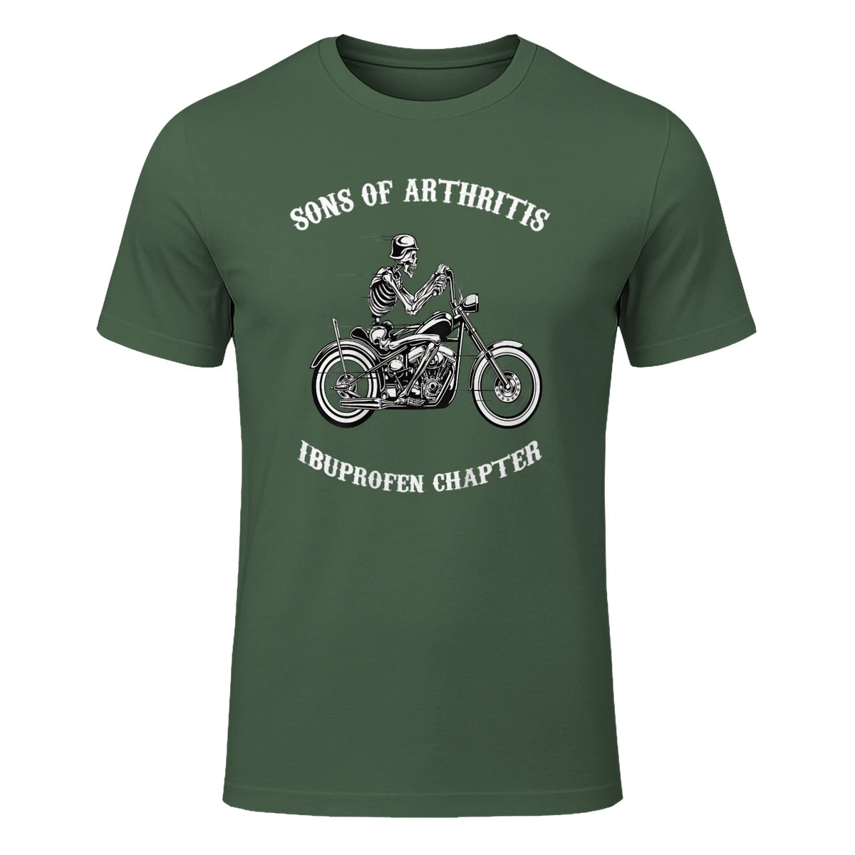 Sprüchewerkstatt Sons mit Arthritis Ibuprofen Chapter Motorradfahrer für Herren, Schwarz, in Military Green - front view