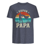 Fête des Pères Meilleur Père Humour Retro Super Papa Parfait in Heather Navy - back view