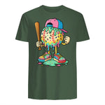Baseball Drip for Boys Ice Cream Drip Baseball Sport T-Shirt in Military Green - back view