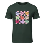 Special Education Teacher Candy Heart Valentines Day Love T-Shirt in Forest Green - front view