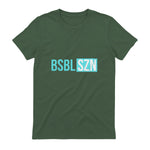BSBL SZN Baseball Season Game Day Boys Girls Youth T-Shirt in Military Green - back view
