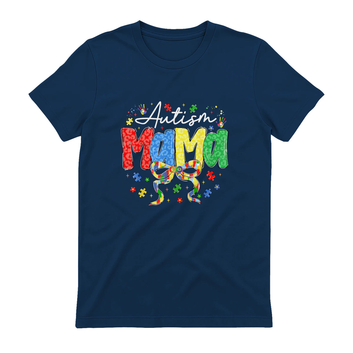 Proud Autism Mama Mom Awareness Gifts for Moms in Navy - back view