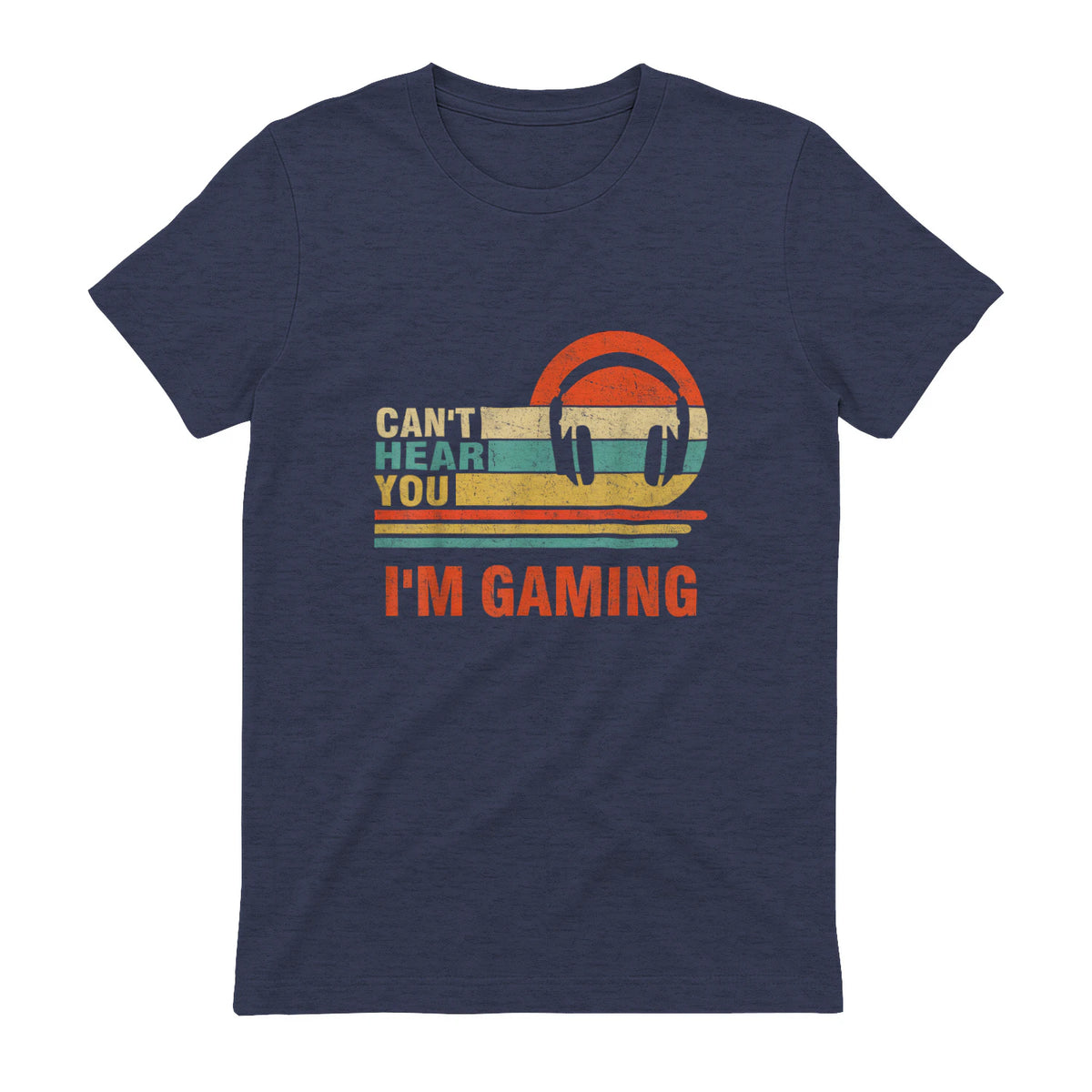 Funny Gamer Gift Headset Can't Hear You I'm Gaming in Heather Navy - back view