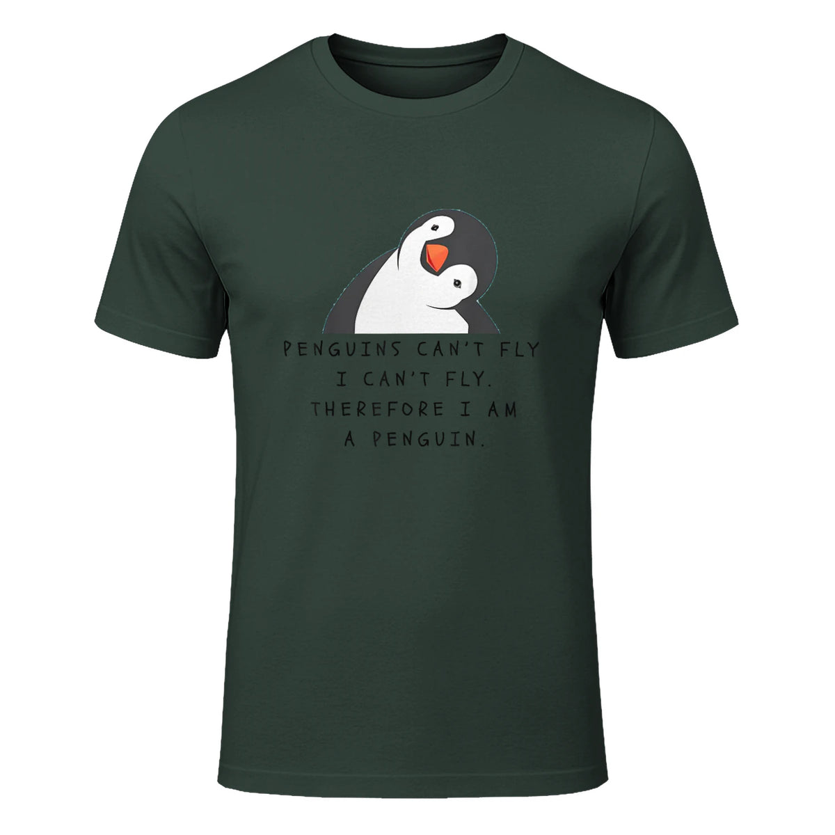 Funny Penguins T-Shirt Women and Chilldren Gift T-Shirt UK in Forest Green - front view