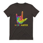 Be Kind ASL Love Sign Language Hand Autism Awareness Tie Dye in Dark Chocolate - back view