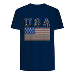 USA American Flag United States US Patriotic T-Shirt in Navy - back view