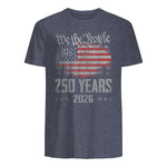 Vintage Anniversary Fourth of July Birthday T-Shirt in Heather Navy - back view