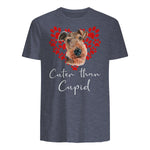 AIREDALE TERRIER Cuter Than Cupid Disant Saint Valentin in Heather Navy - back view