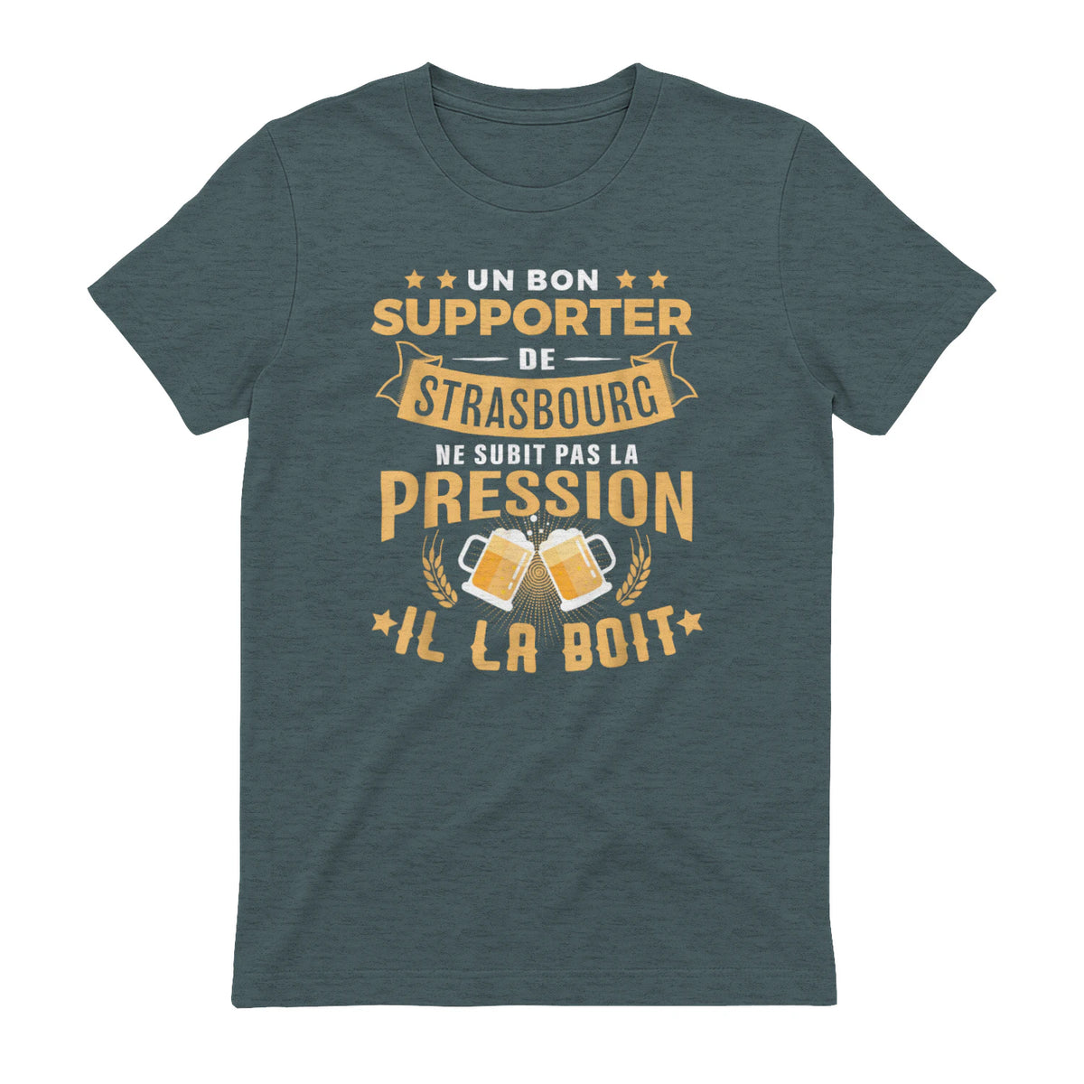 Bon Supporter Strasbourg boit la pression humour Strasbourg in Dark Heather - back view