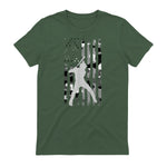Baseball Player American Flag USA Camo Patriotic Graphic T-Shirt in Military Green - back view