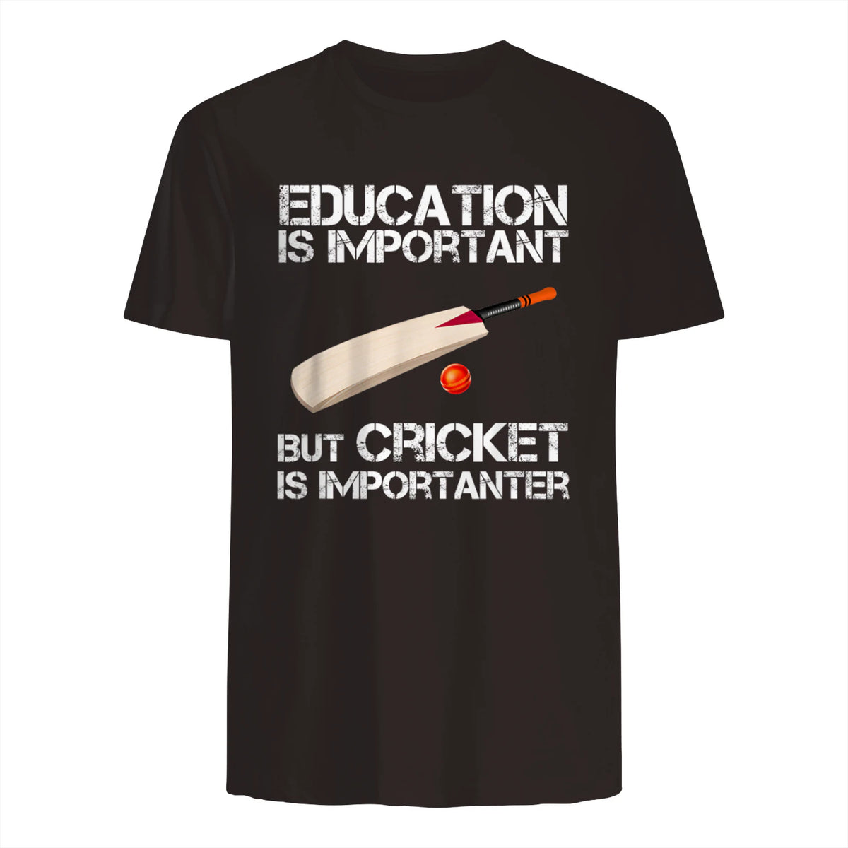 Education Is Important But Cricket Is Importanter T-Shirt T-Shirt in Dark Chocolate - back view