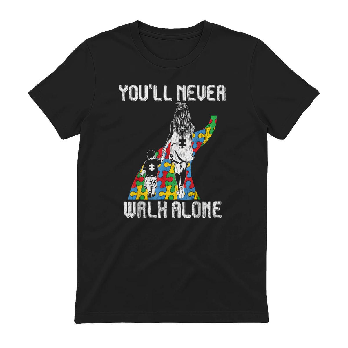 Autism Awareness Mother Son Autistic Kids Boys Autism Mom in Black - back view
