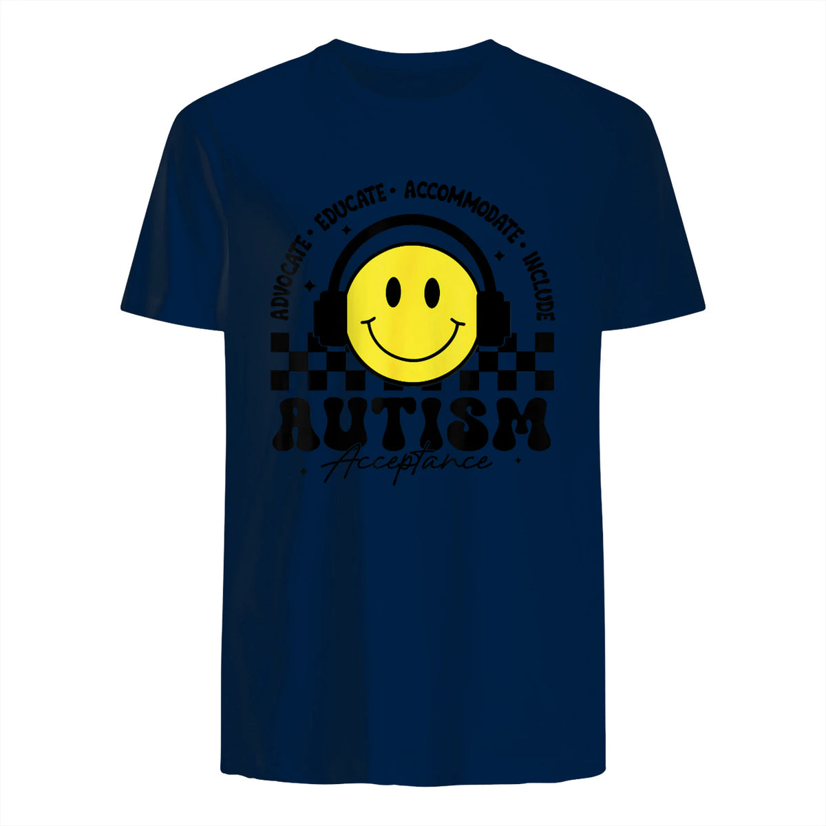 Autism Awareness Acceptance Special Education Teacher Kids in Navy - back view