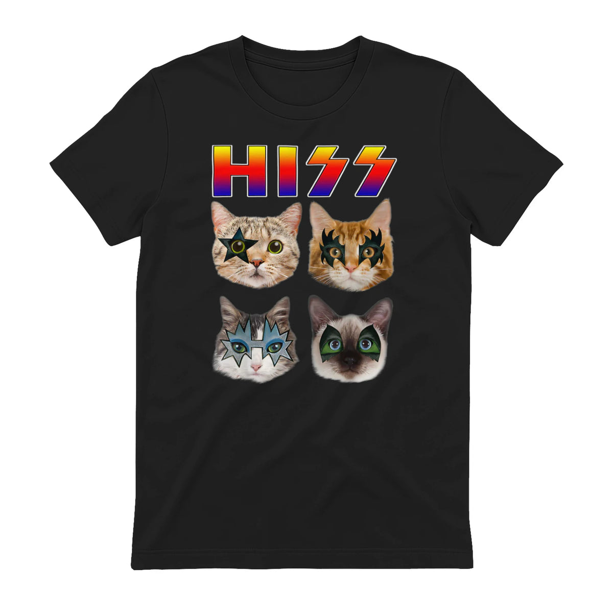 Funny Cat Hiss Rock and Roll For Cat Lover, Cat Dad, Cat mom T-Shirt in Black - back view