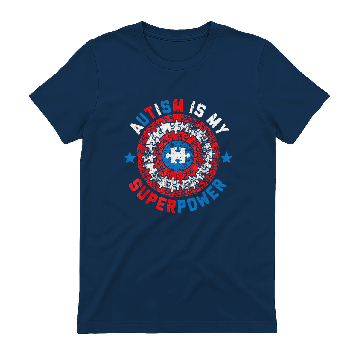 Autism is My Superpower Autism Awareness Autistic for Boys in Navy - back view