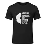 Funny Dad Shirt Measure Cut Swear Handyman Father Day Tshirt in Black - front view