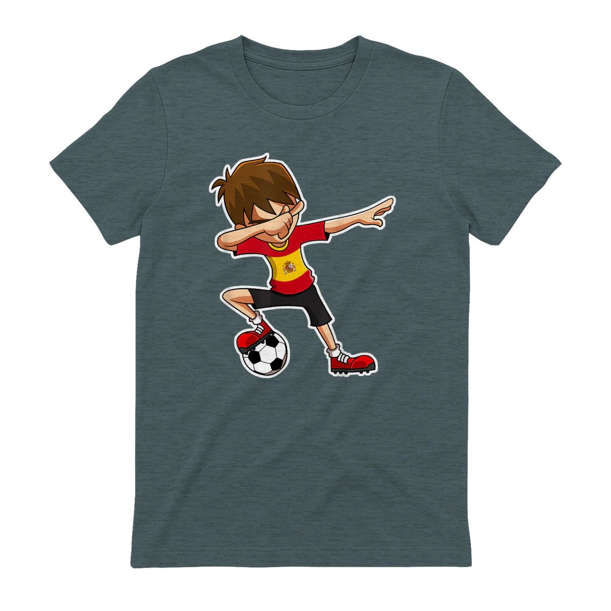 Dabbing Football Garçon Espagne Jersey, Espagnol Enfants Dab in Dark Heather - back view