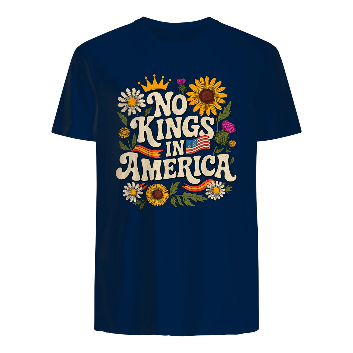No King in America T-Shirt in Navy - back view